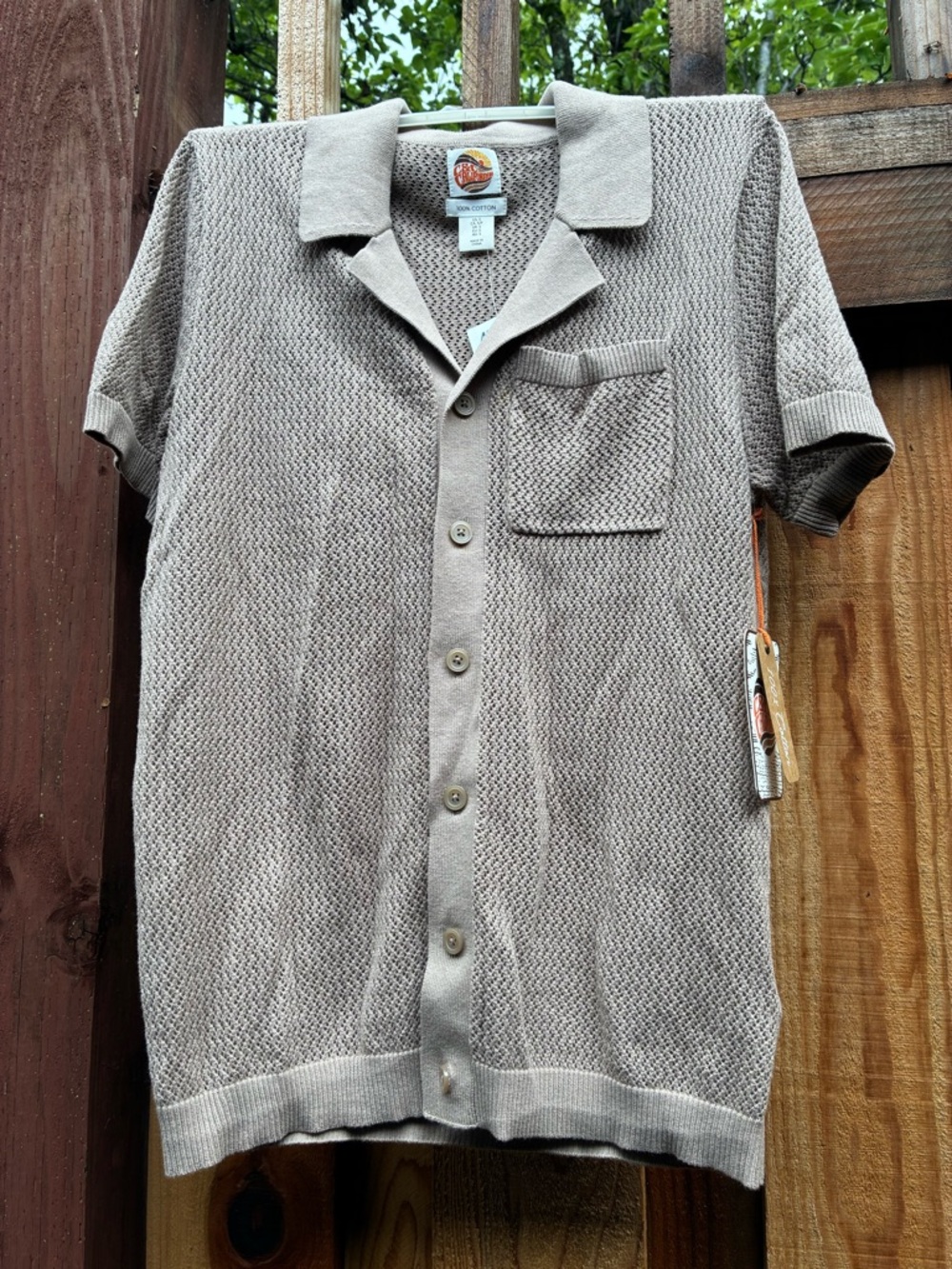 C&C California Men’s Short Sleeve Button-Down Knit Shirt - Taupe